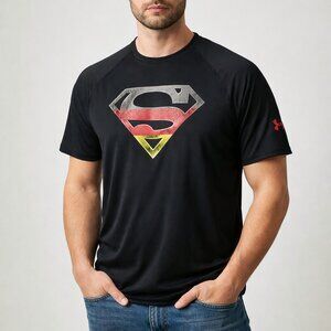 Under Armour Superman HeatGear Loose Fit Shirt Men’s XL Black Graphic